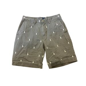 Polo Ralph Lauren Stretch Classic Fit Gray All Over Pony Logo Shorts Size 31 EUC